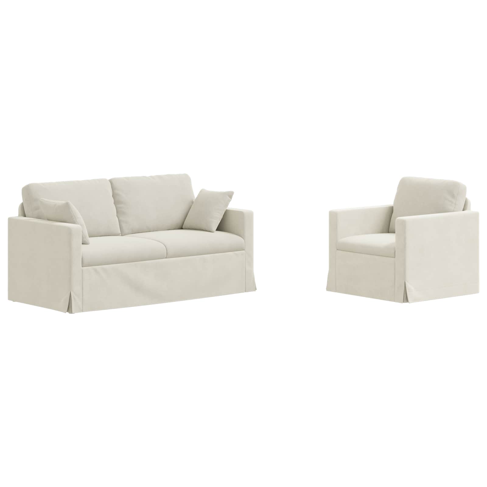 Thumbnail - vidaXL Sofa 2 pcs Creme 158 x 78 x 80 cm Samt