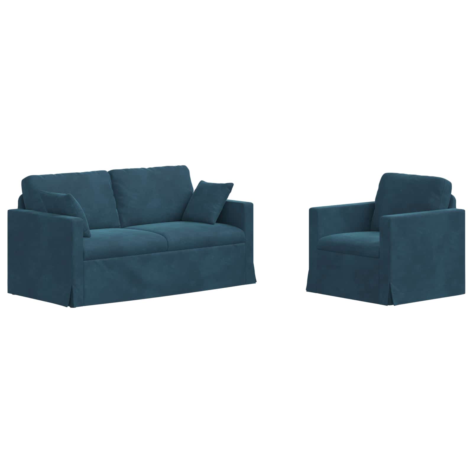Thumbnail - vidaXL Sofa 2 pcs Blau 158 x 78 x 80 cm Samt