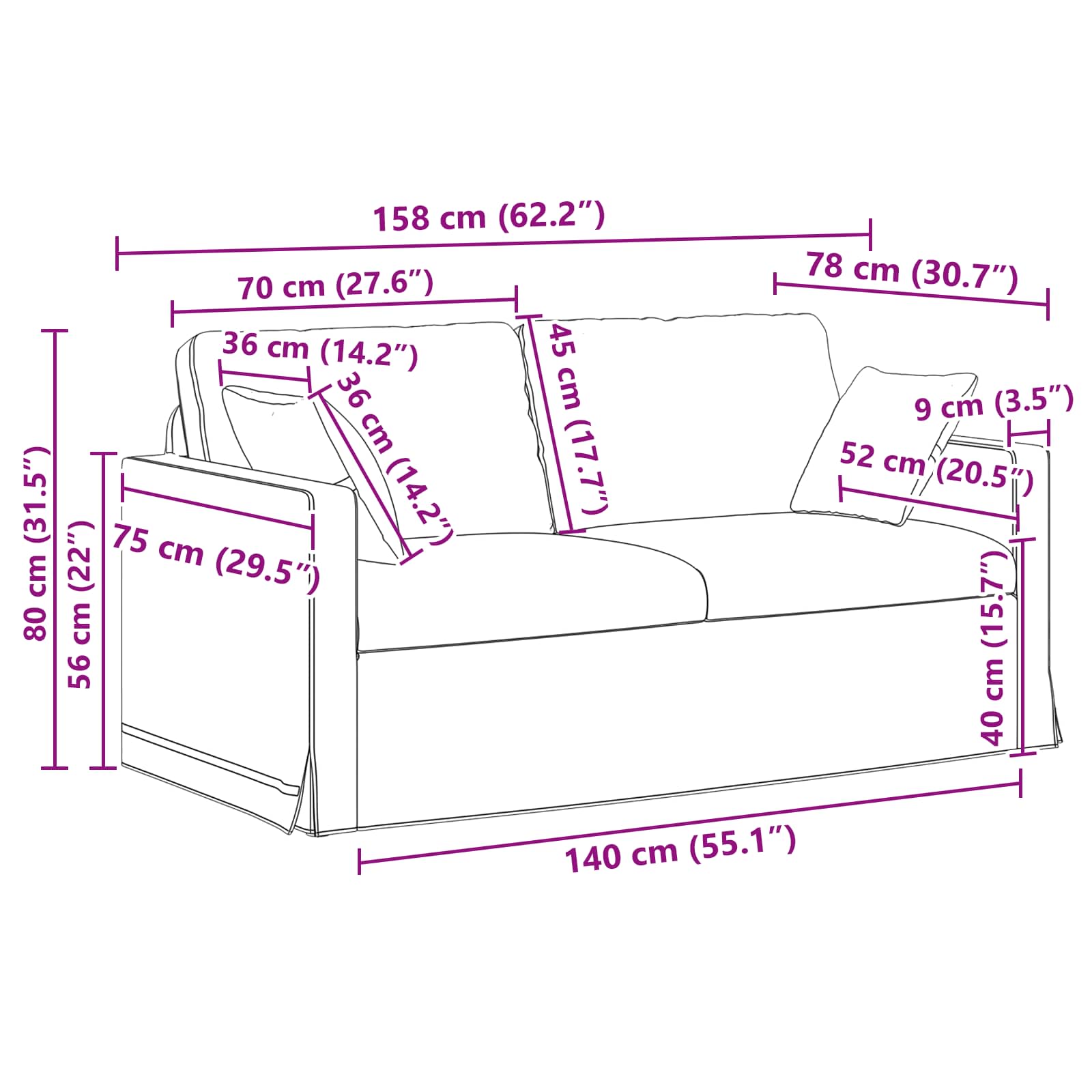 Set pohovek 2 pcs Modrá 158 x 78 x 80 cm samet - obrázek 10