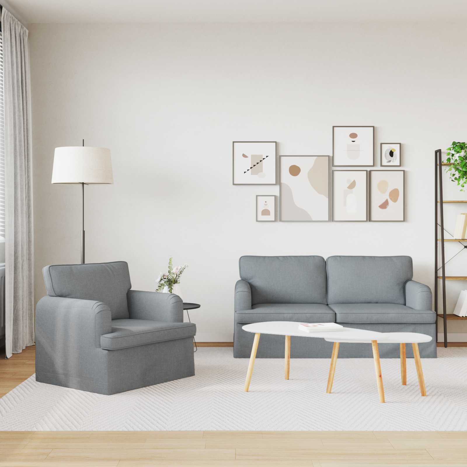 Kavč 2 pcs Svetlo siva - slika 3