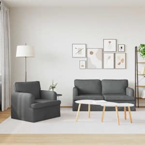 Set pohovek 2 pcs Tmavě šedá 162 x 80 x 85 cm textil - obrázek 3