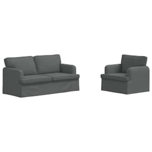 Set pohovek 2 pcs Tmavě šedá 162 x 80 x 85 cm textil - obrázek 2