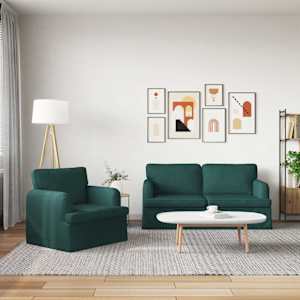 Set pohovek 2 pcs Tmavě zelená 162 x 80 x 85 cm textil - obrázek 3