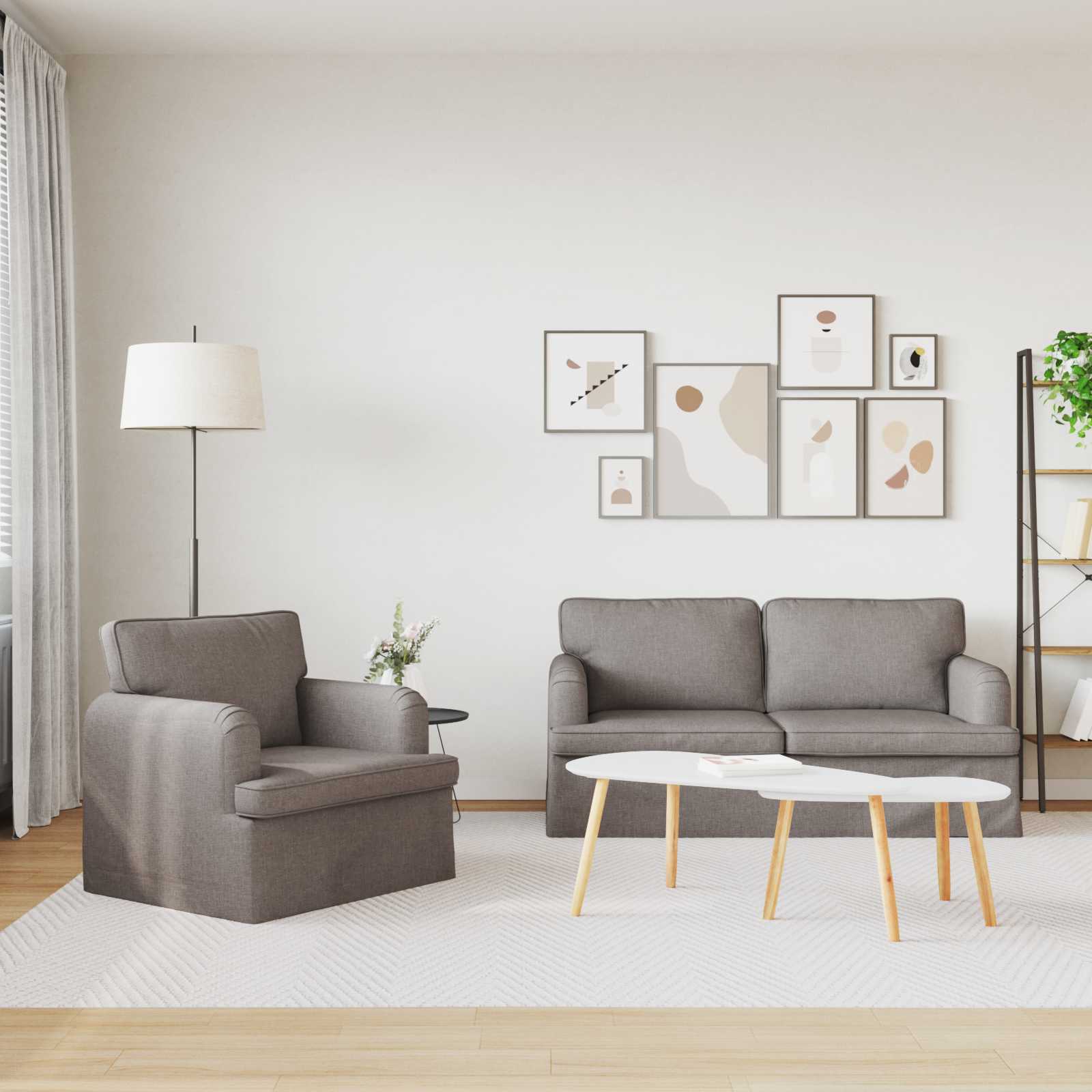 vidaXL Bank 2 pcs Taupe Metaal