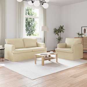 Set pohovek 2 pcs Krémová 162 x 80 x 85 cm textil - obrázek 1