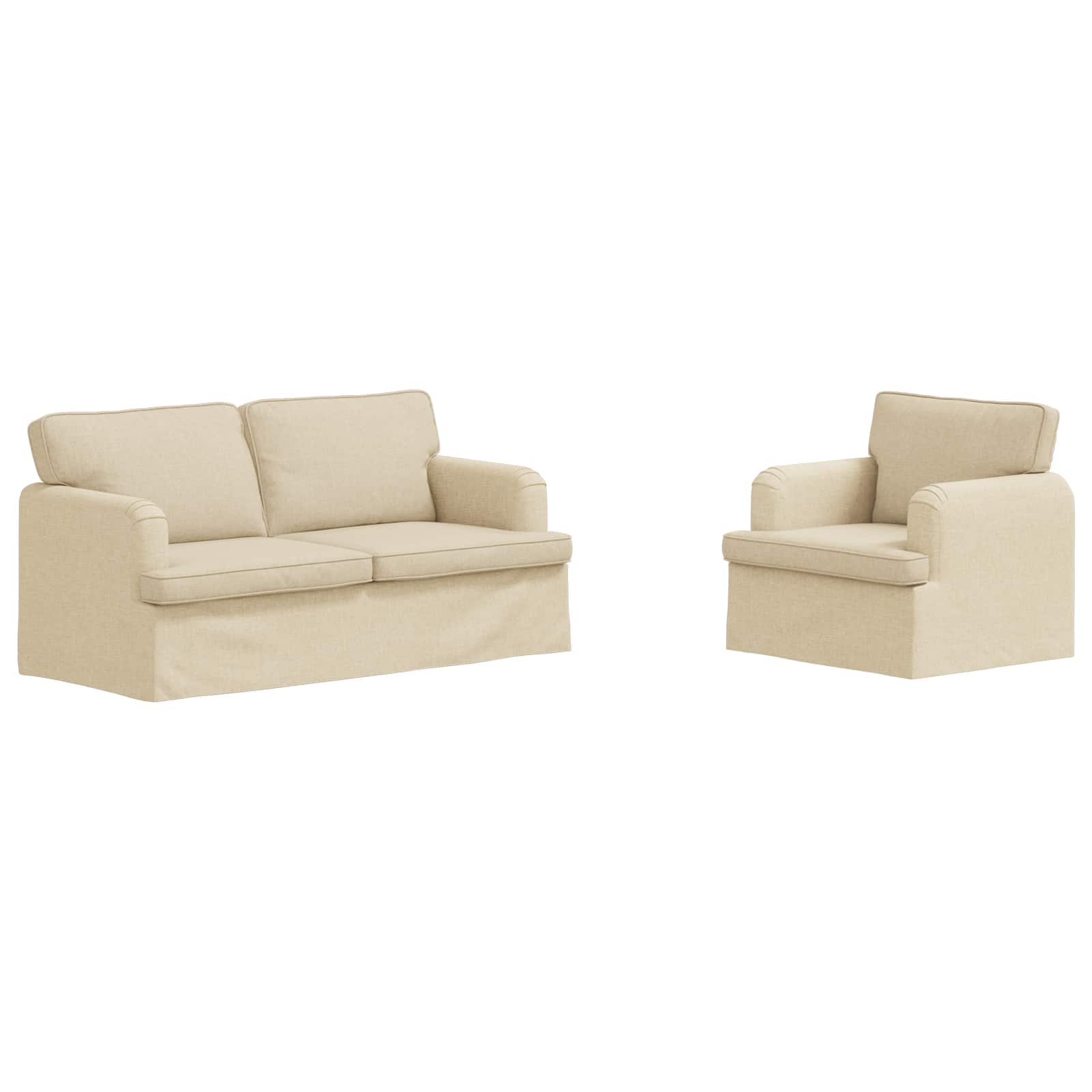 Thumbnail - vidaXL Sofa 140cm 2 pcs Creme Metall