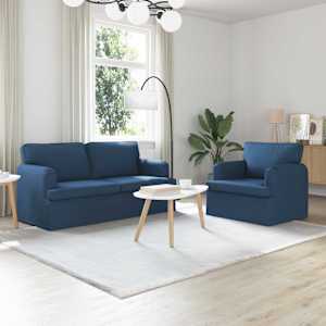Set pohovek 2 pcs Modrá 162 x 80 x 85 cm textil - obrázek 1