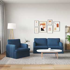 Set pohovek 2 pcs Modrá 162 x 80 x 85 cm textil - obrázek 3
