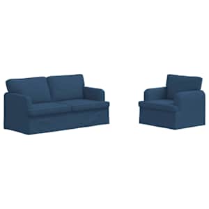 Set pohovek 2 pcs Modrá 162 x 80 x 85 cm textil - obrázek 2