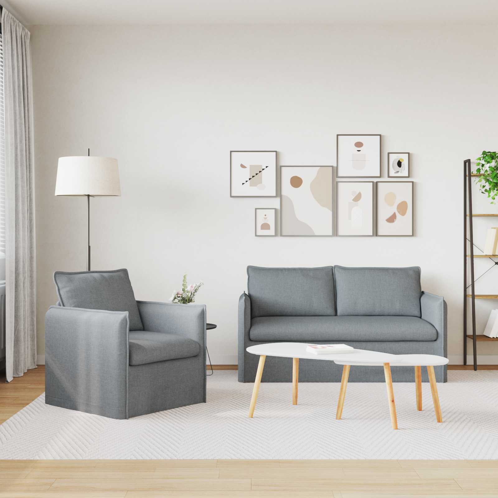 Kavč 2 pcs Svetlo siva - slika 3