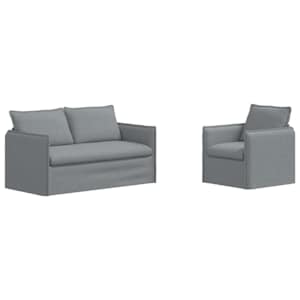 Set pohovek 2 pcs Světle šedá 196 x 82 x 85 cm textil - obrázek 2