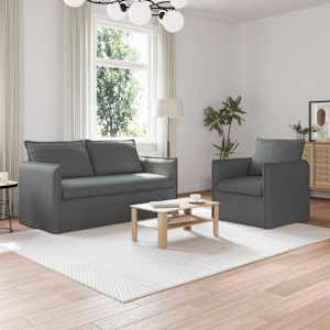 Set pohovek 2 pcs Tmavě šedá 196 x 82 x 85 cm textil - obrázek 1