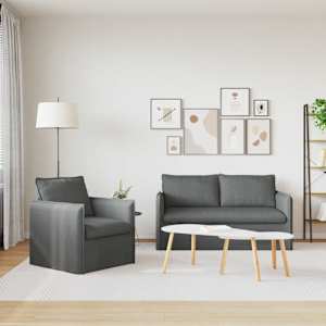 Set pohovek 2 pcs Tmavě šedá 196 x 82 x 85 cm textil - obrázek 3