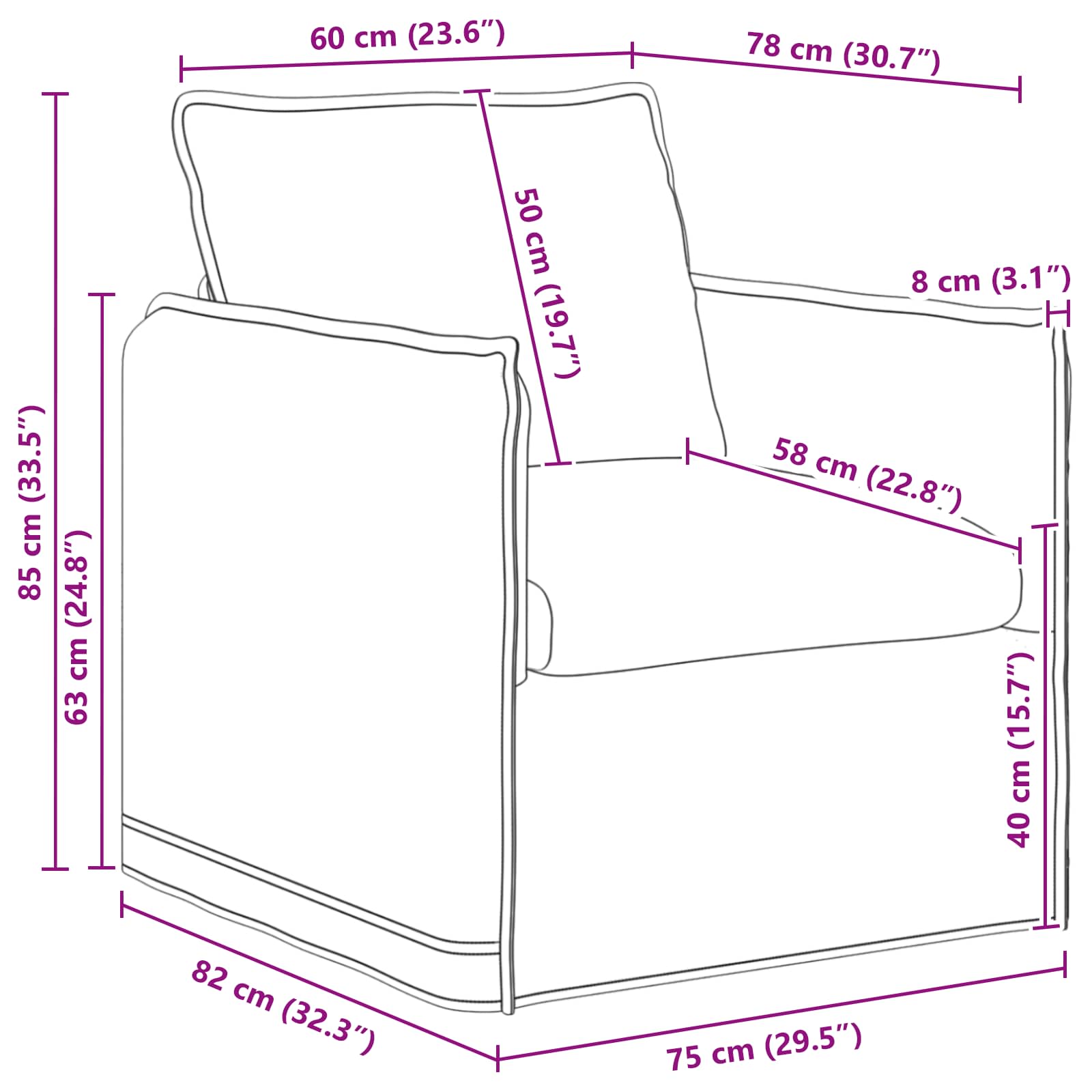 Kavč 2 pcs Temno siva - slika 9