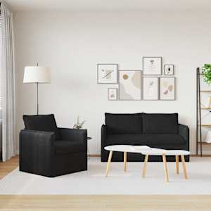 Set pohovek 2 pcs Černá 196 x 82 x 85 cm textil - obrázek 3