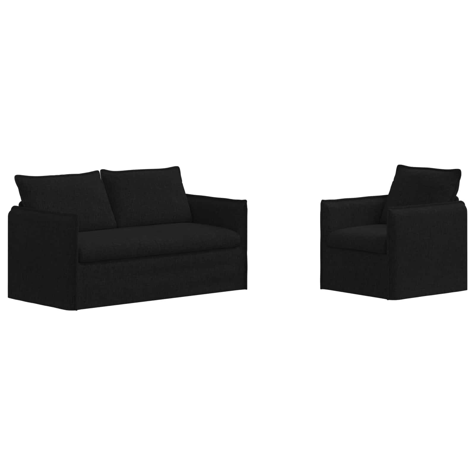 Kavč 2 pcs Črna Splošne dimenzije: 156 x 82 x 85 cm (Š x G x V) - slika 2