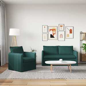 Set pohovek 2 pcs Tmavě zelená 196 x 82 x 85 cm textil - obrázek 3