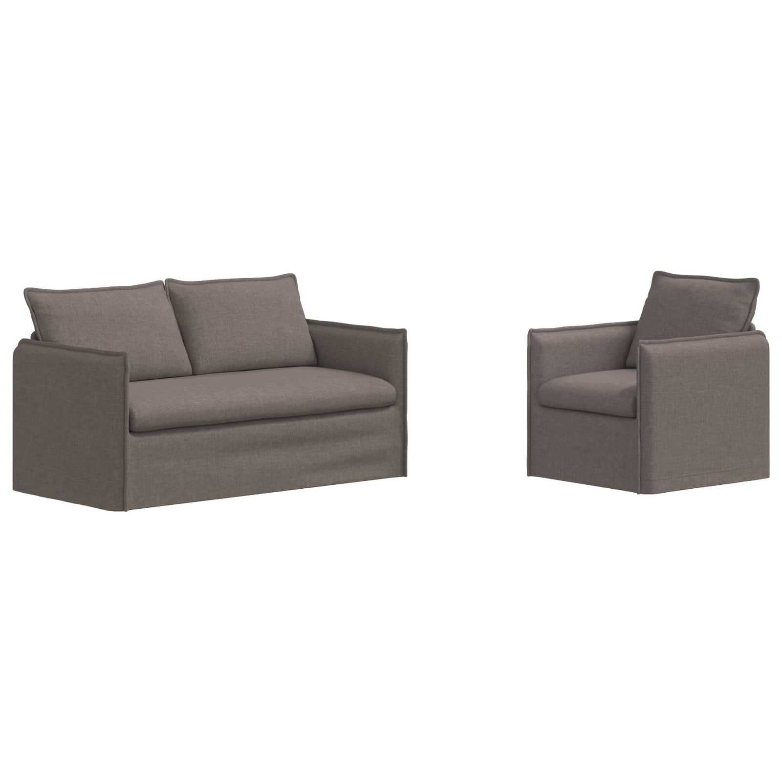 Thumbnail - vidaXL Sofa 140cm 2 pcs Taupe Metall