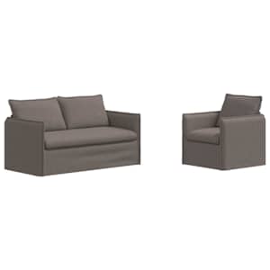 Set pohovek 2 pcs Taupe 196 x 82 x 85 cm textil - obrázek 2