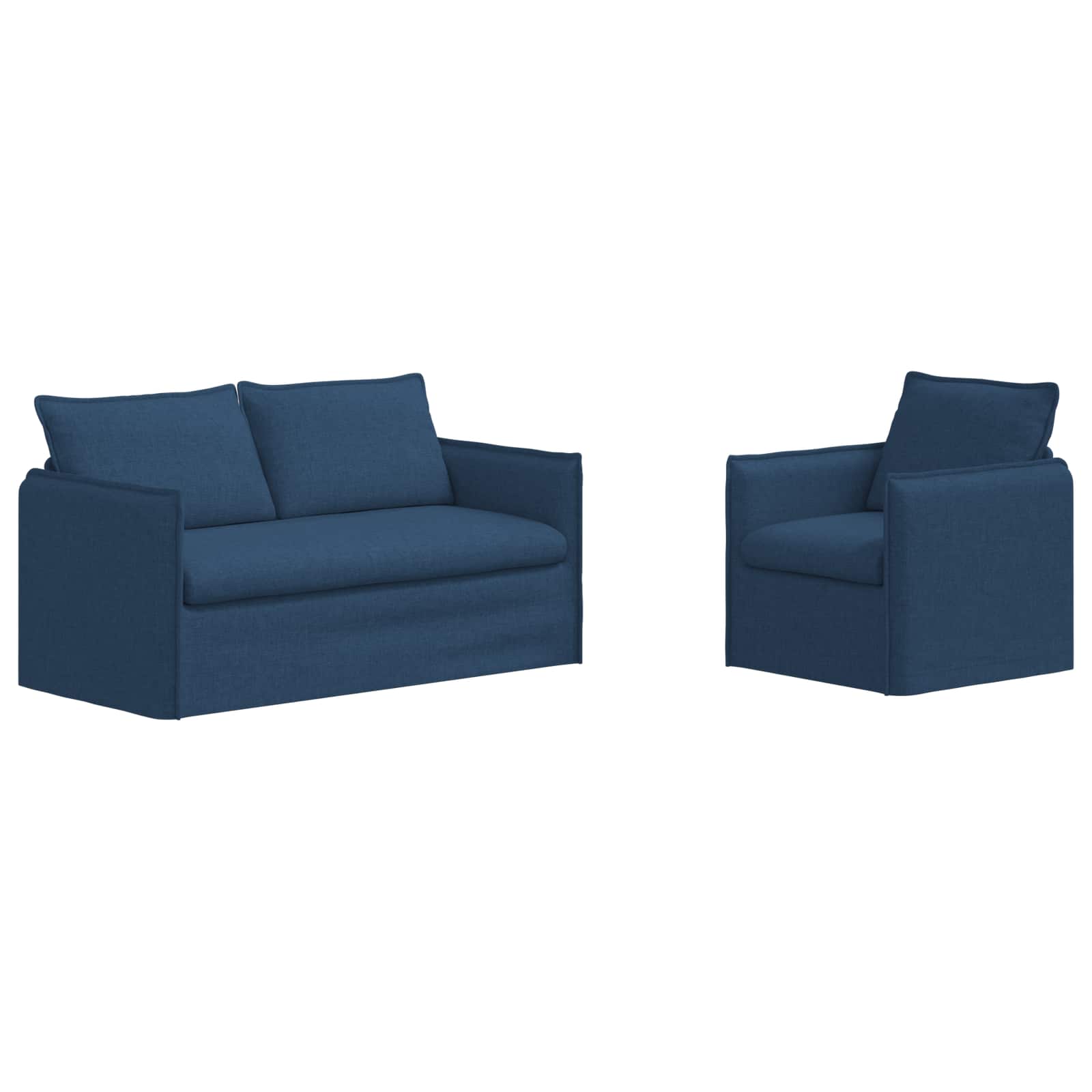 Thumbnail - vidaXL Sofa 140cm 2 pcs Blau Metall