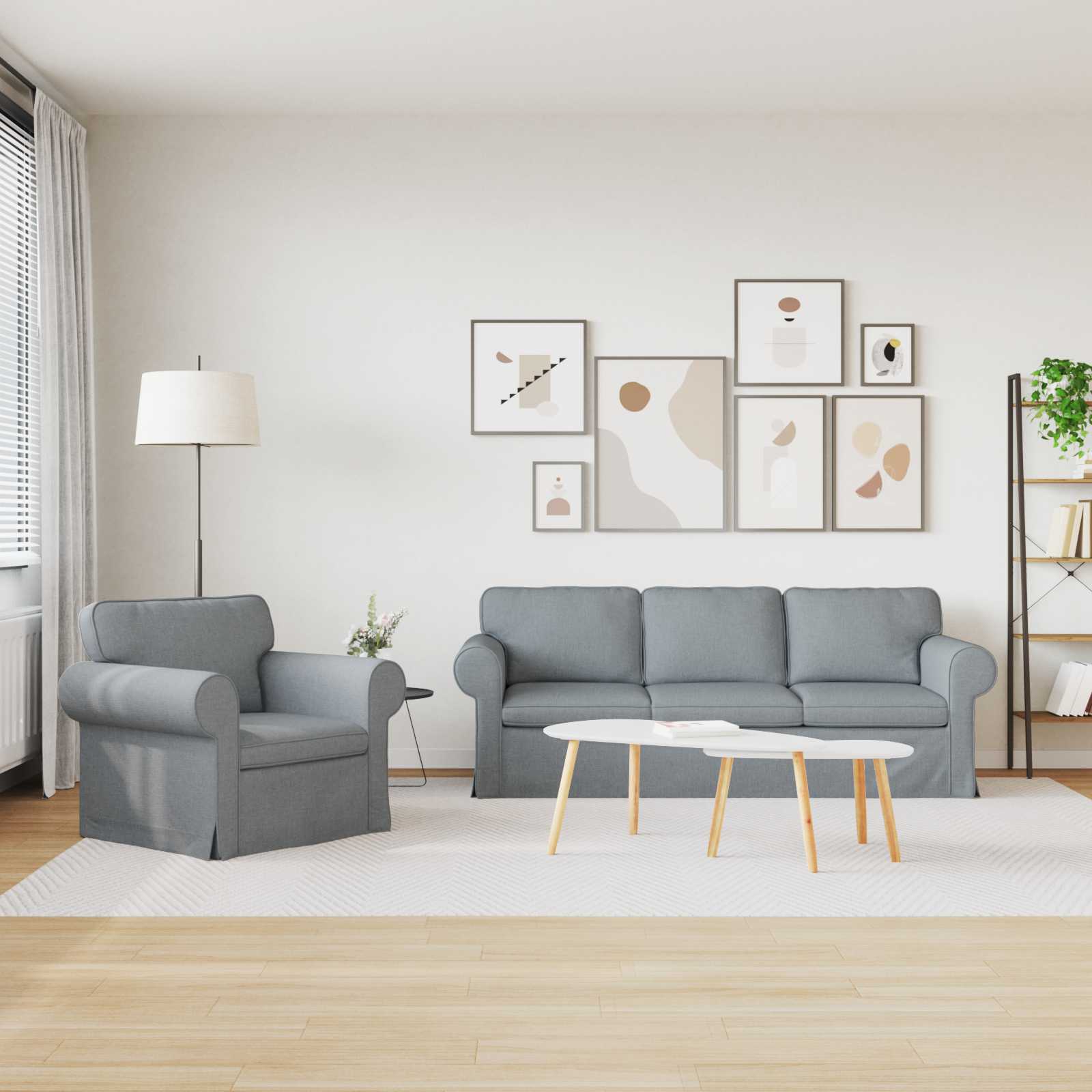 Thumbnail - vidaXL Sofa 180cm 2 pcs Hellgrau Metall