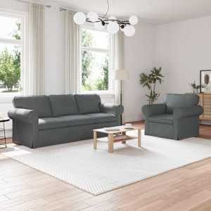 Set pohovek 2 pcs Tmavě šedá 215 x 82 x 80 cm textil - obrázek 1