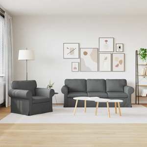 Set pohovek 2 pcs Tmavě šedá 215 x 82 x 80 cm textil - obrázek 3