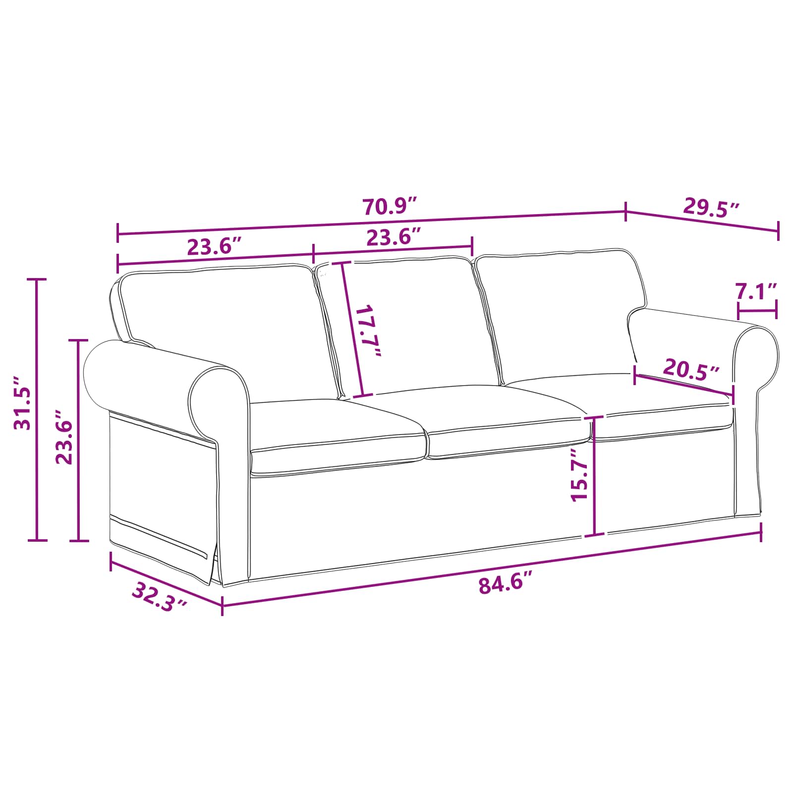 Kavč 2 pcs Temno siva - slika 12