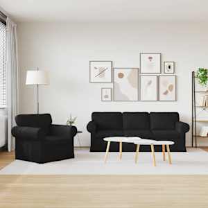 Set pohovek 2 pcs Černá 215 x 82 x 80 cm textil - obrázek 3