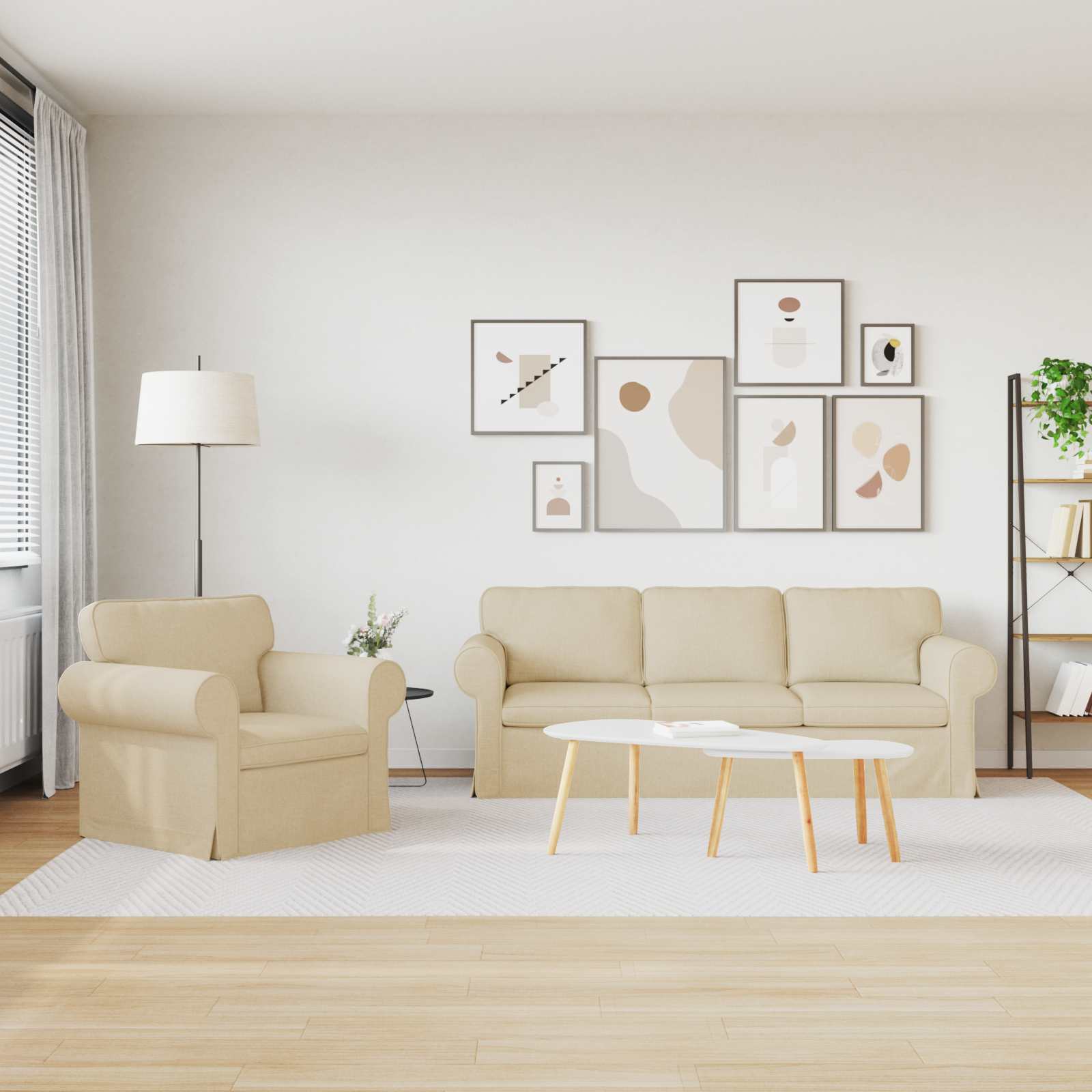 vidaXL Bank 2 pcs Cr&egrave;me Metaal