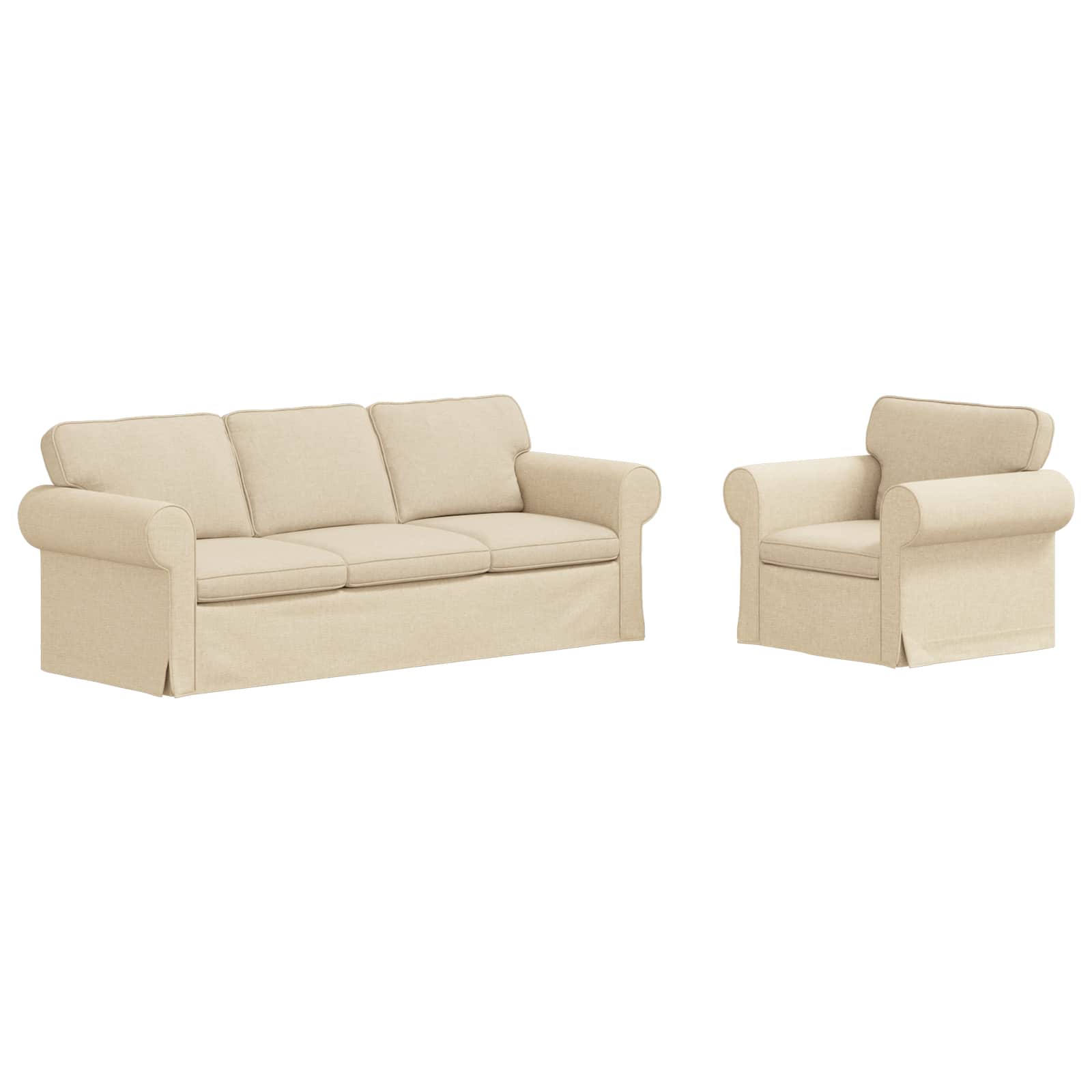 Thumbnail - vidaXL Sofa 2 pcs Creme 215 x 82 x 80 cm Stoff