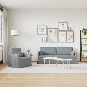 Set pohovek 2 pcs Světle šedá 198 x 78 x 80 cm textil - obrázek 3