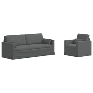 Set pohovek 2 pcs Tmavě šedá 198 x 78 x 80 cm textil - obrázek 2