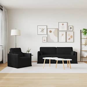 Set pohovek 2 pcs Černá 198 x 78 x 80 cm textil - obrázek 3