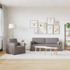 Set pohovek 2 pcs Taupe 198 x 78 x 80 cm textil - obrázek 3