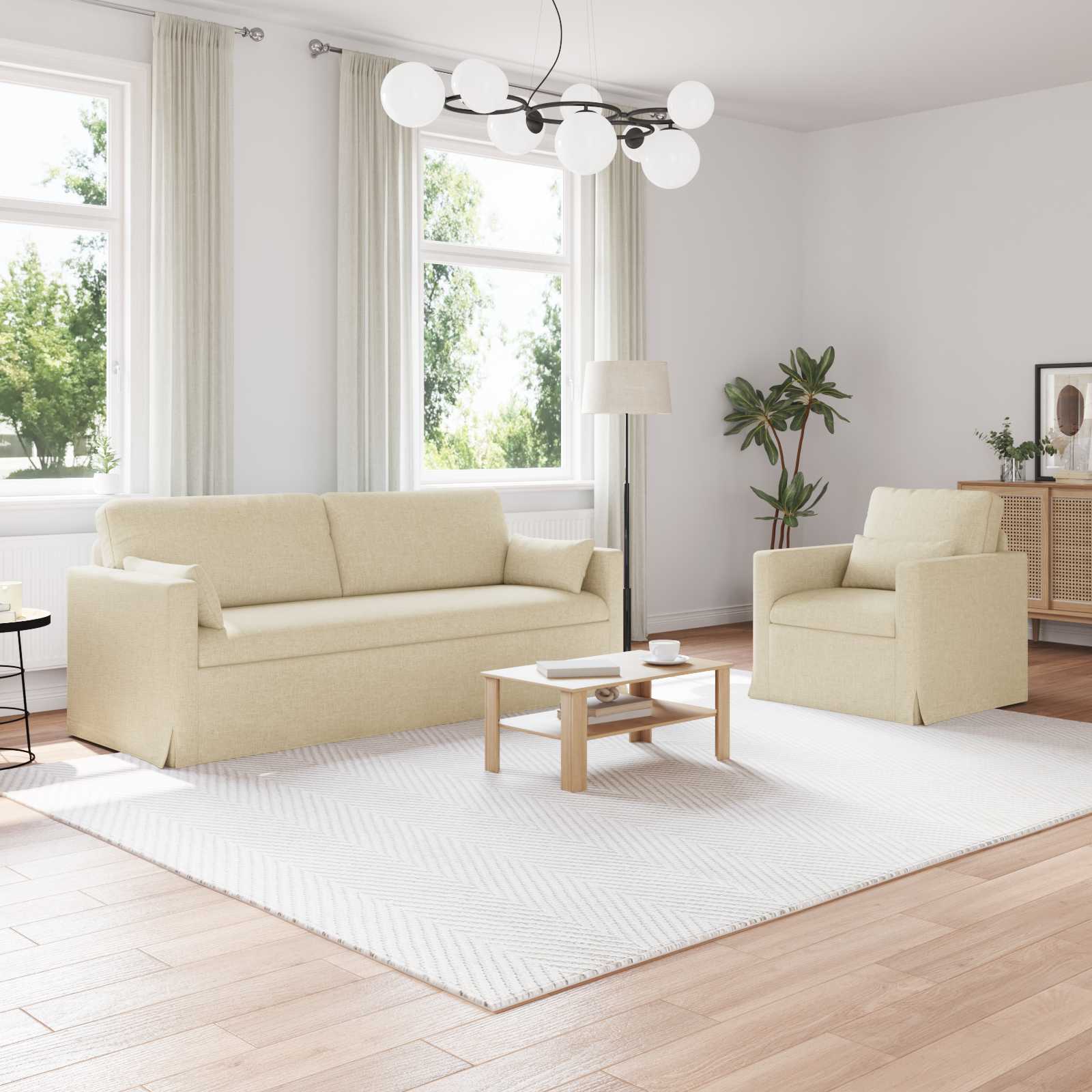 vidaXL Sofa 2 pcs Creme