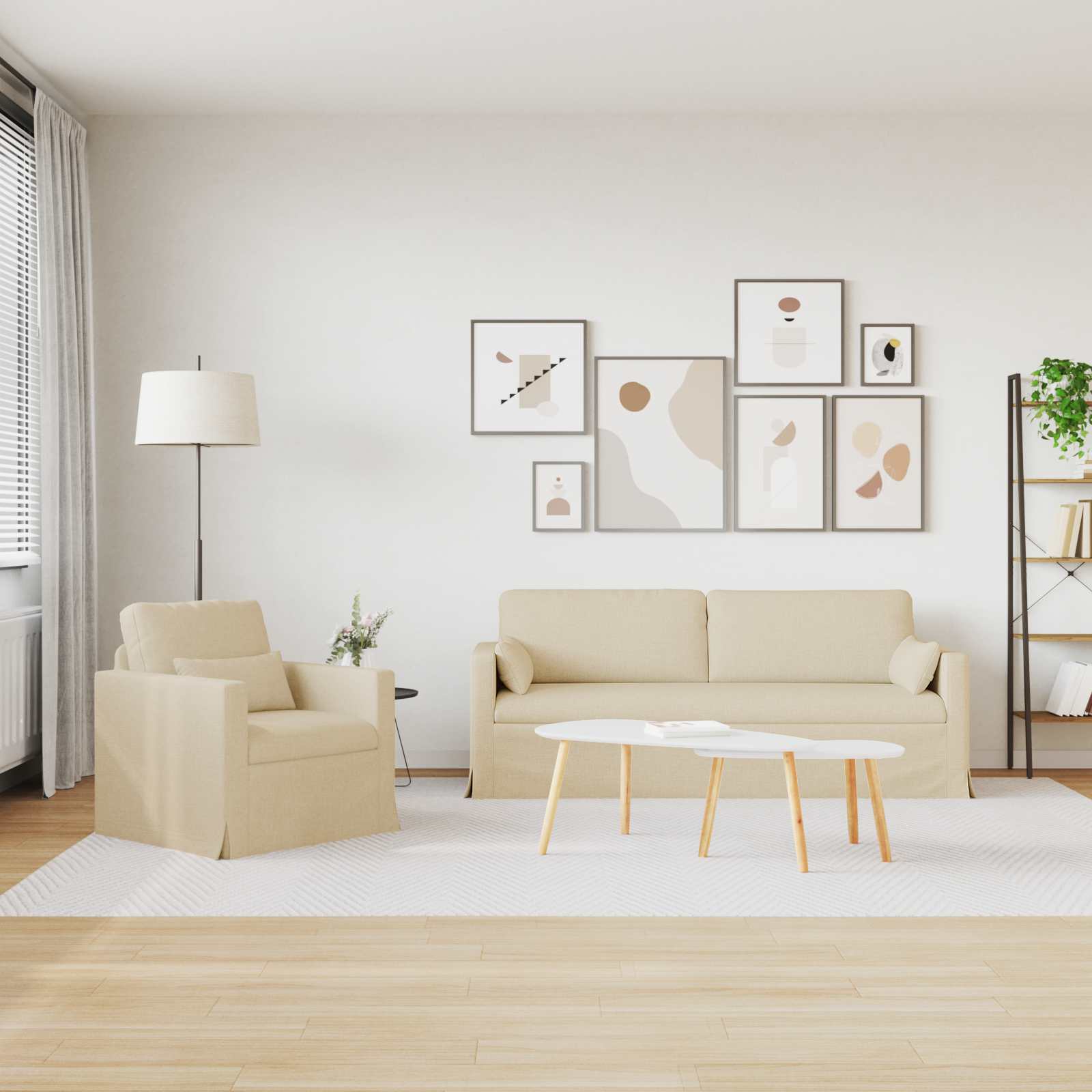 Thumbnail - vidaXL Sofa 2 pcs Creme