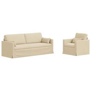 Set pohovek 2 pcs Krémová 198 x 78 x 80 cm textil - obrázek 2