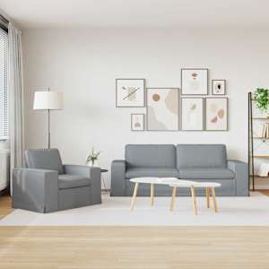 Set pohovek 2 pcs Světle šedá 182 x 80 x 82 cm textil - obrázek 3