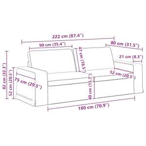 Set pohovek 2 pcs Světle šedá 182 x 80 x 82 cm textil - obrázek 10