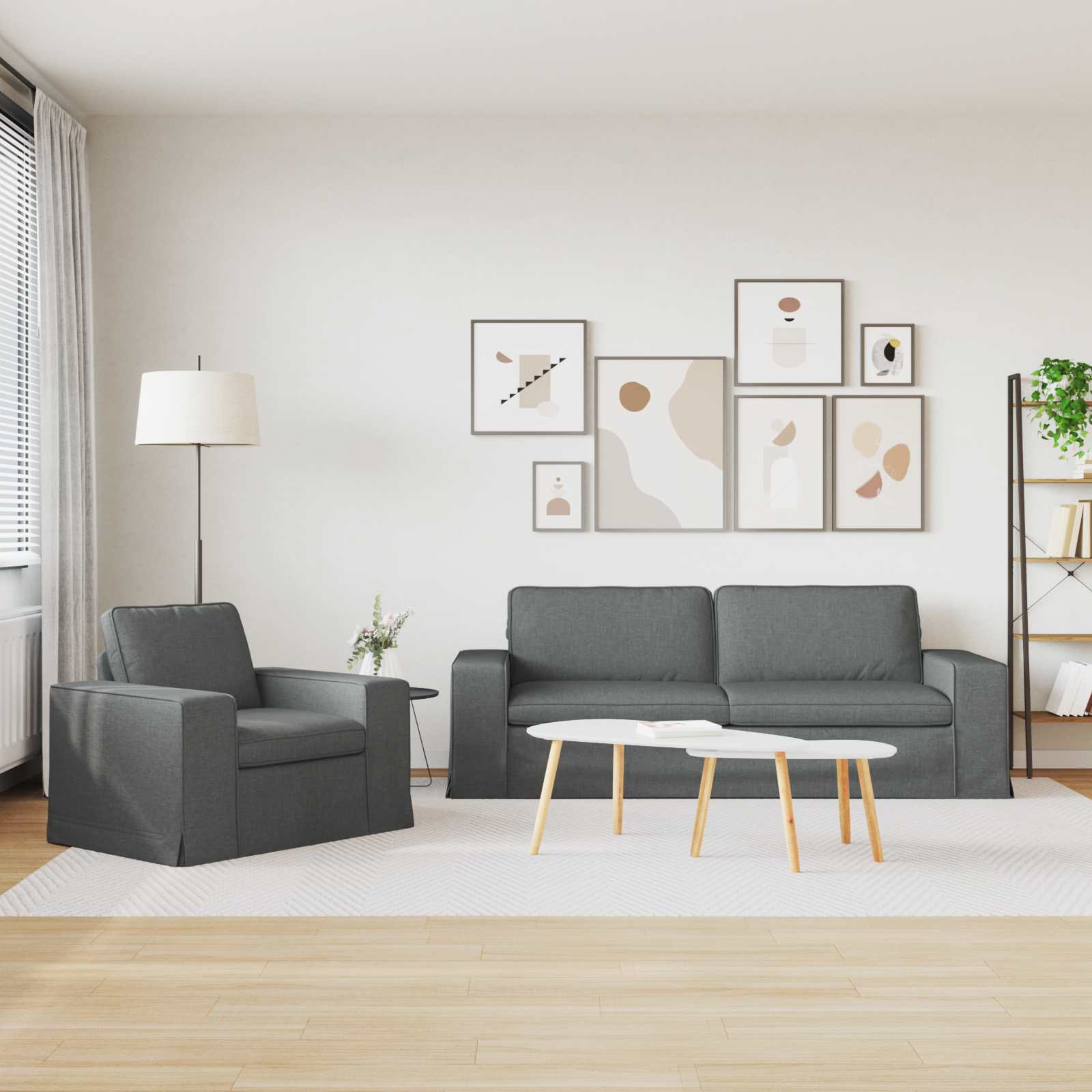 vidaXL Bank 2 pcs Donkergrijs Metaal