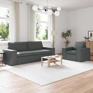 Set pohovek 2 pcs Tmavě šedá 182 x 80 x 82 cm textil - obrázek 1