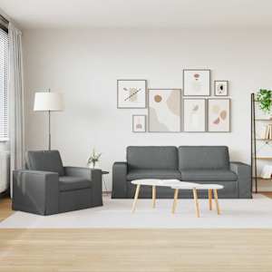 Set pohovek 2 pcs Tmavě šedá 182 x 80 x 82 cm textil - obrázek 3