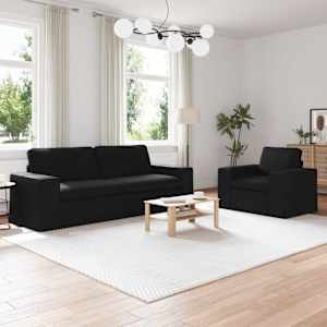 Set pohovek 2 pcs Černá 222 x 80 x 82 cm textil - obrázek 1