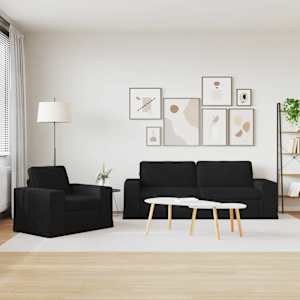 Set pohovek 2 pcs Černá 222 x 80 x 82 cm textil - obrázek 3