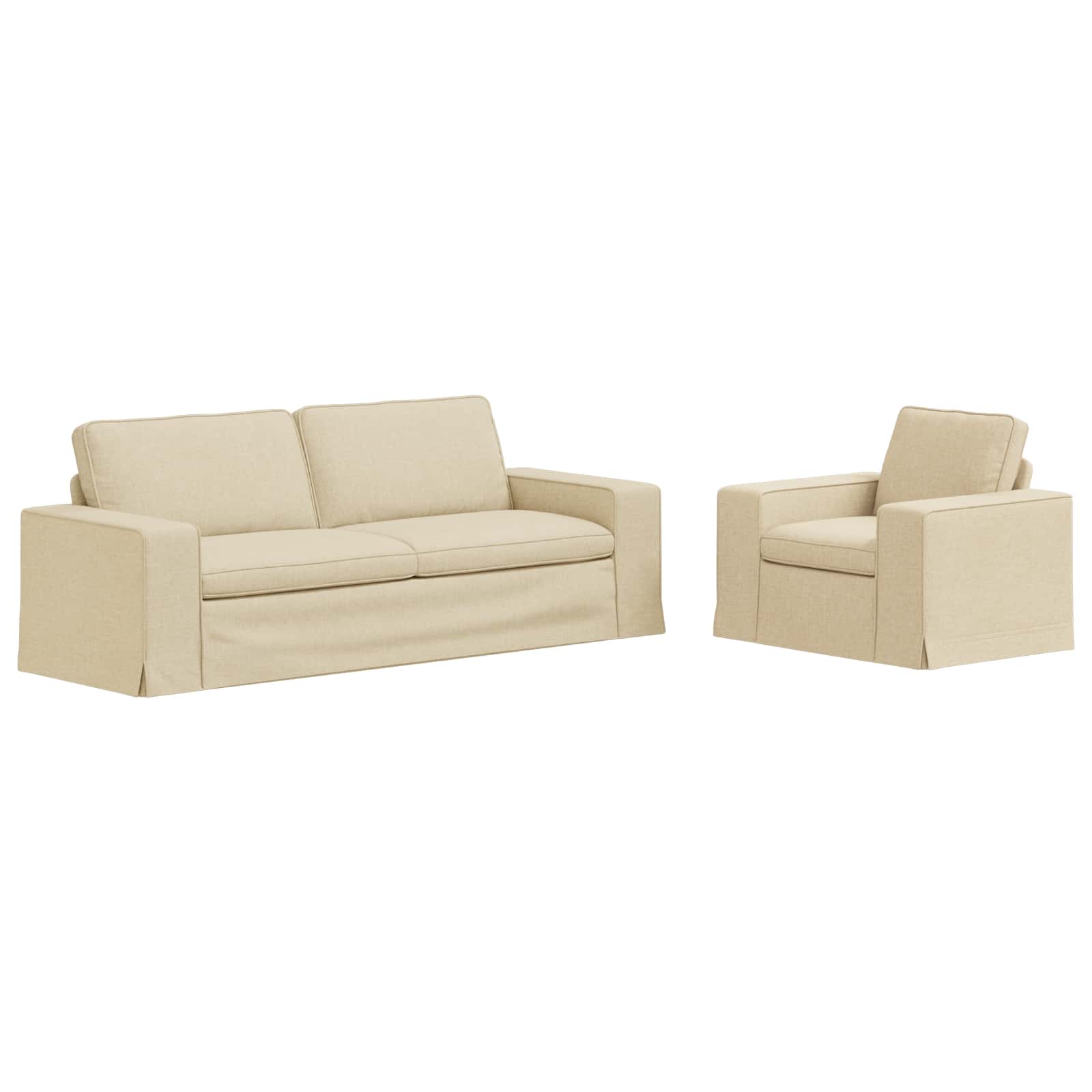 Thumbnail - vidaXL Sofa 180cm 2 pcs Creme Metall