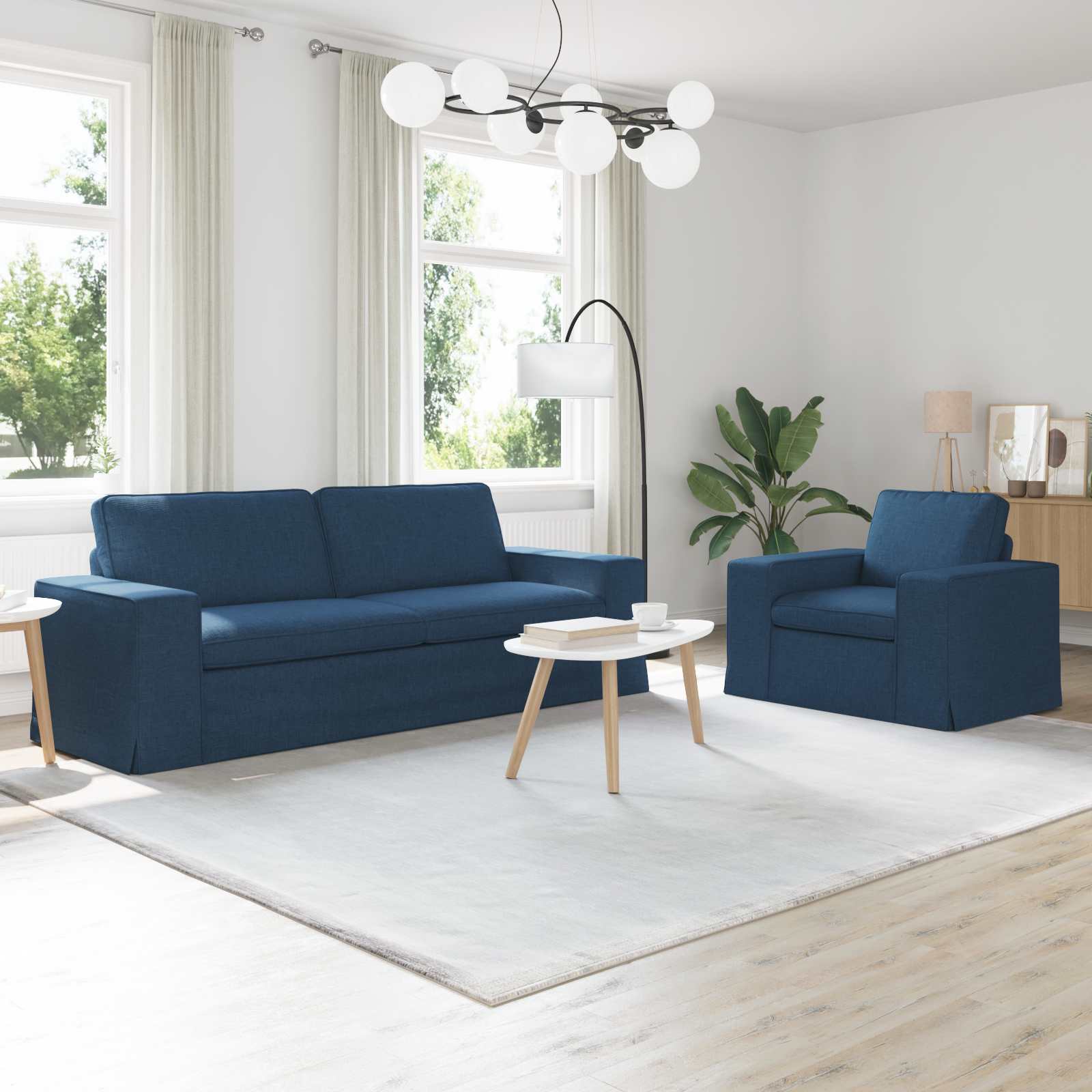 vidaXL Sofa 2 pcs Blau Gesamtabmessungen: 222 x 80 x 82 cm (B x T x H)