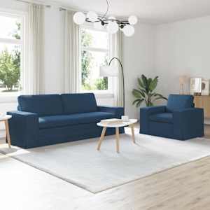 Set pohovek 2 pcs Modrá 182 x 80 x 82 cm textil - obrázek 1