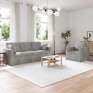 Kavčna garnitura 2 pcs Svetlo siva 198 x 78 x 80 cm Žamet