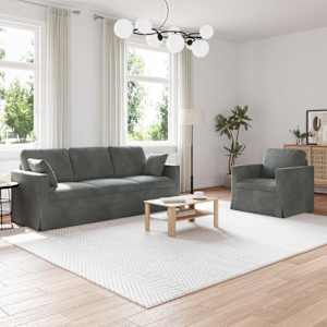 Set pohovek 2 pcs Tmavě šedá 198 x 78 x 80 cm samet - obrázek 1